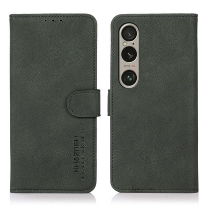 Green matte leather flip phone case with side strap and triple-camera cutout