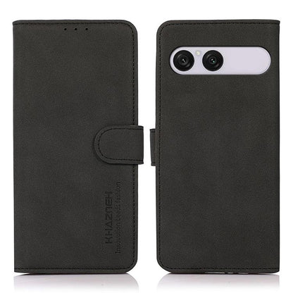 Matte texture leather phone case, black folio with side strap and camera cutout