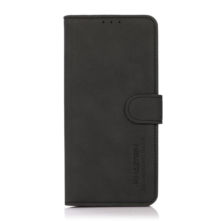 Matte texture leather phone case, black folio wallet with side strap and embossed branding
