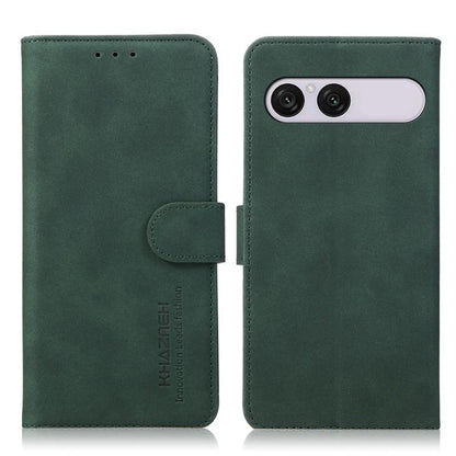 Matte texture leather phone case, green folio with side strap and camera cutout