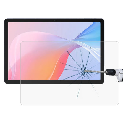 Tablet tempered glass screen protector film with impact tool cracking the glass