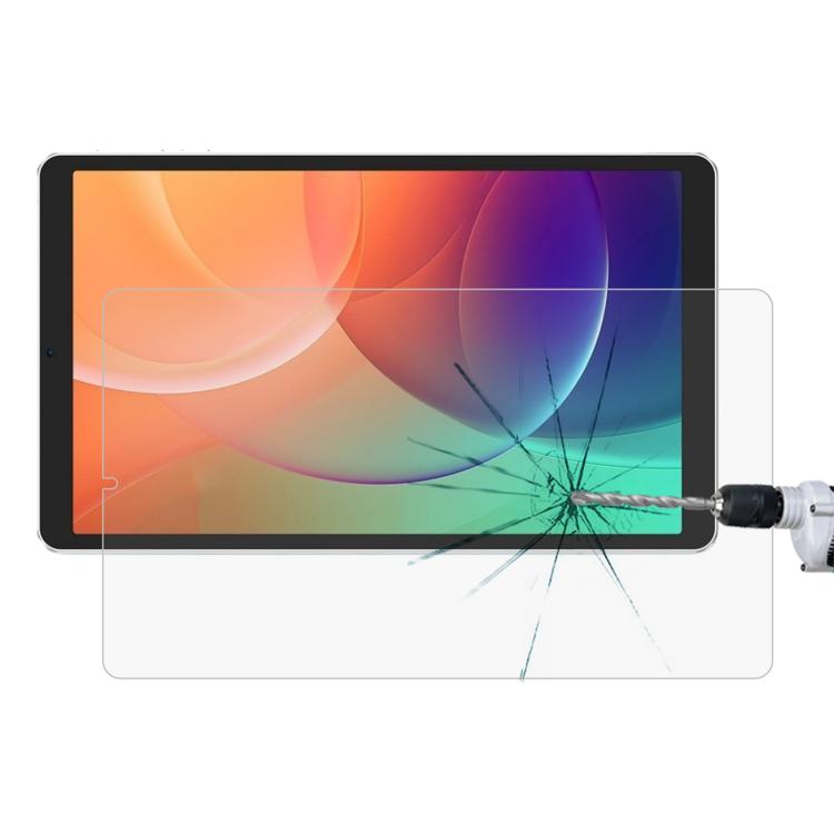 Tablet tempered glass screen protector film with break-resistance crack pattern demo