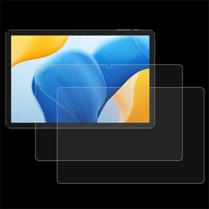 Tablet tempered glass screen protector, clear film layered over display
