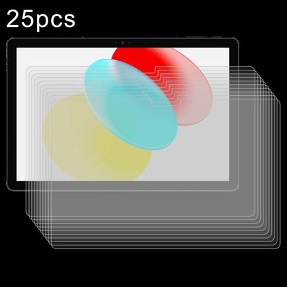Set of 25 transparent tempered glass screen protectors for tablet, layered stack