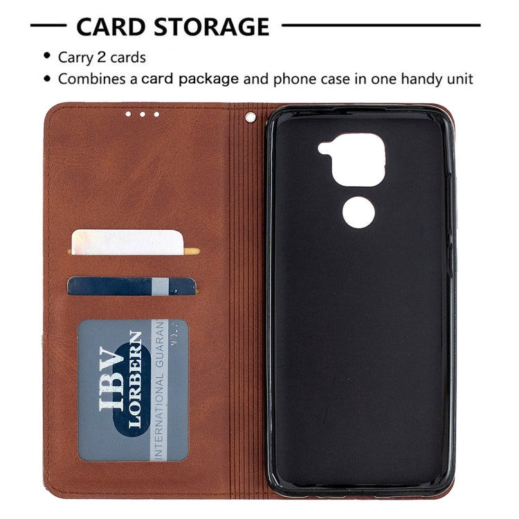 Brown leather wallet flip case showing card storage slots and phone back protection