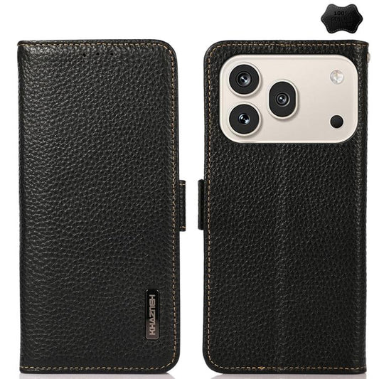 KHAZNEH Side-Magnetic Litchi Genuine Leather RFID Phone Case, For Honor 600 / 600 Pro Global, For Honor 600 Lite Global, For Honor X8d 4G, For Honor X9d 5G, For Honor 400 Smart / X7d, For Honor X6C 4G, For Honor 400 Pro Global 160.8mm                  ...
