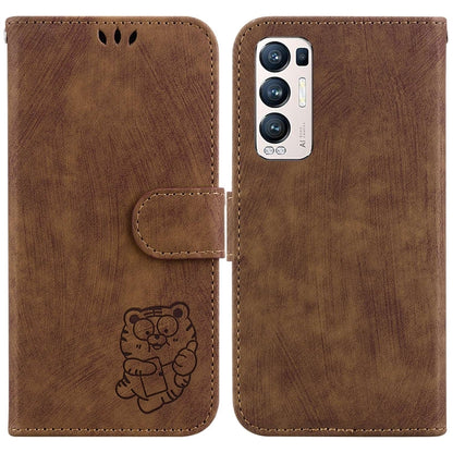 Little Tiger Embossed Leather Phone Case, For OPPO Find X3 Neo / Reno5 Pro+ 5G
