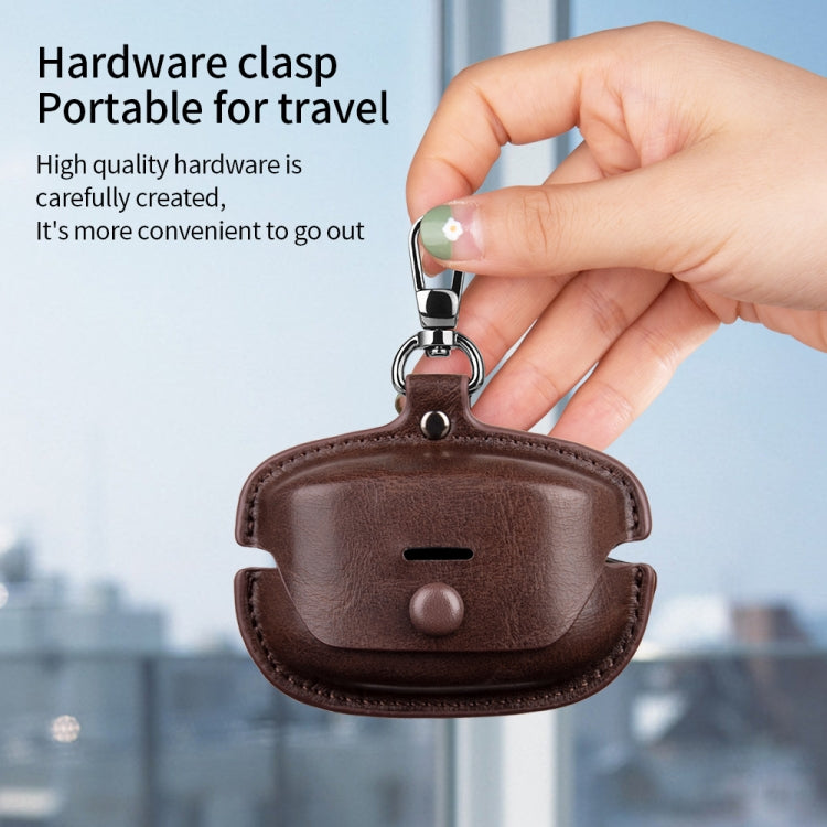 Leather TWS Earphone Protective Case with Hook, For Sony WF-1000XM6, For Sony WF-1000XM4