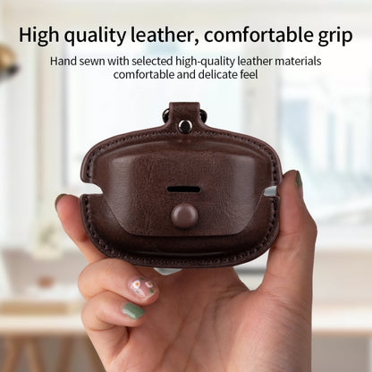 Leather TWS Earphone Protective Case with Hook, For Sony WF-1000XM6, For Sony WF-1000XM4