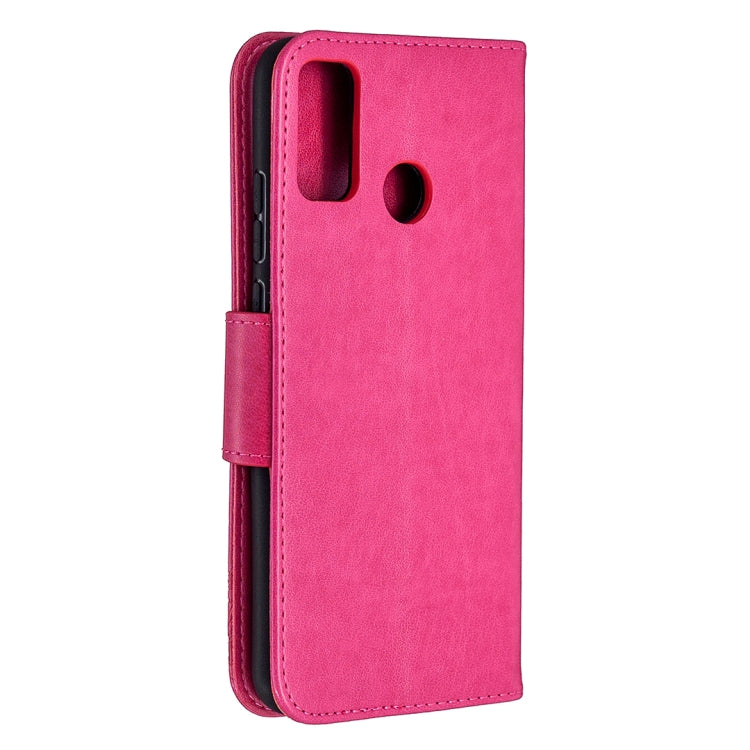 Rose pink leather flip phone case with embossed butterflies and phone cutout holder