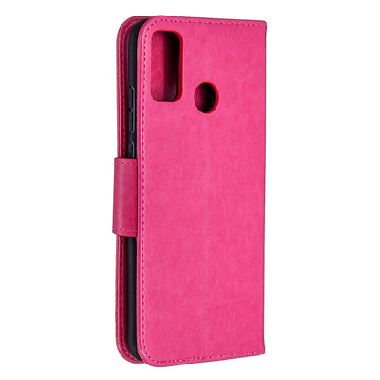 Rose pink leather flip phone case with embossed butterflies and phone cutout holder