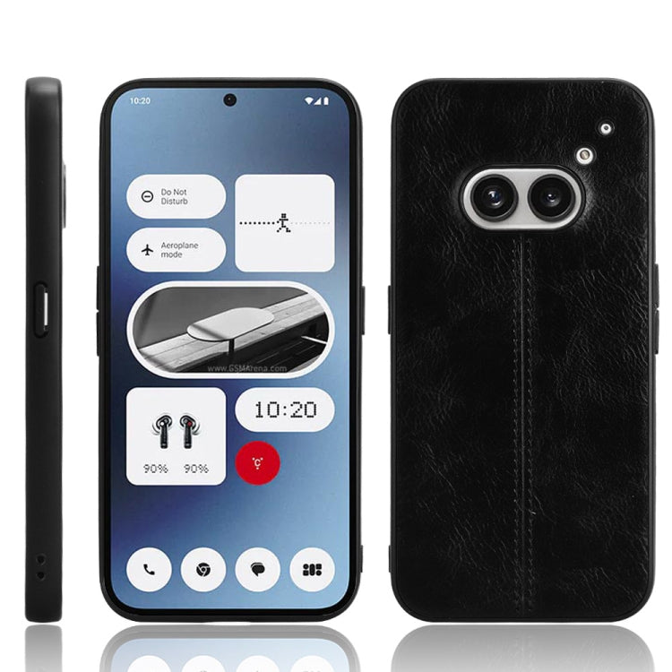 Black textured phone case with stitch detail and camera cutouts on back