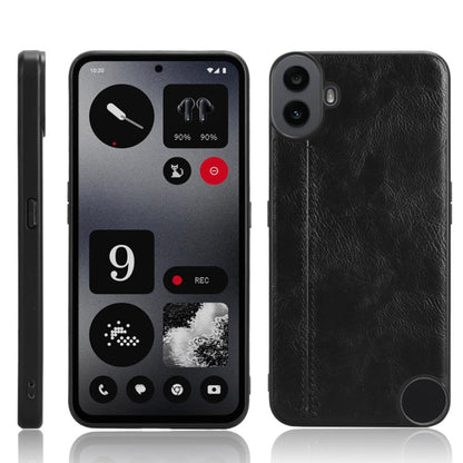 Black leather-look phone back case with stitched detail and camera cutouts