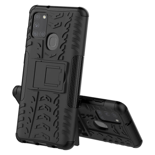 Black tire-texture shockproof tablet case with holder kickstand