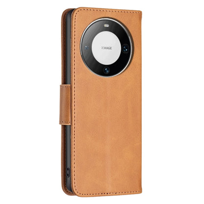 Tan flip leather phone case with round camera cutout and stitched flap