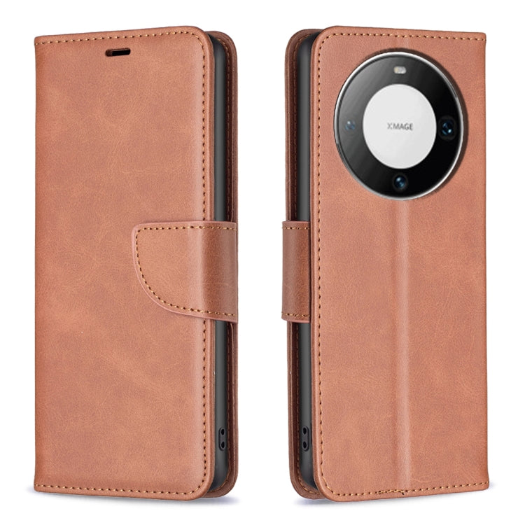 Lambskin flip leather phone case with card holder and camera cutout, tan brown