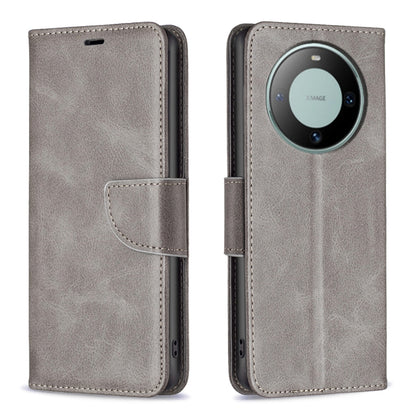 Lambskin flip leather phone case with card holder and camera cutout, grey