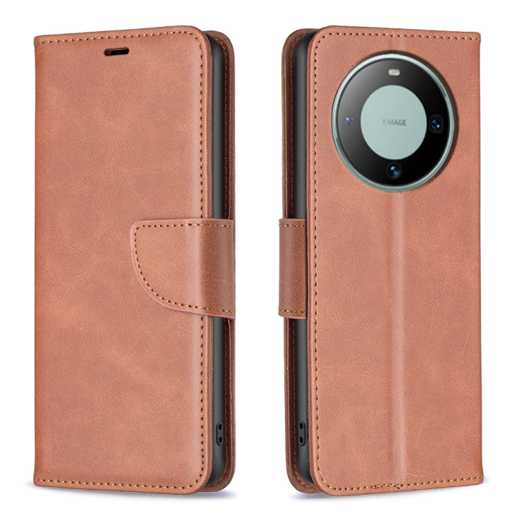 Lambskin flip leather phone case with card holder and camera cutout, caramel