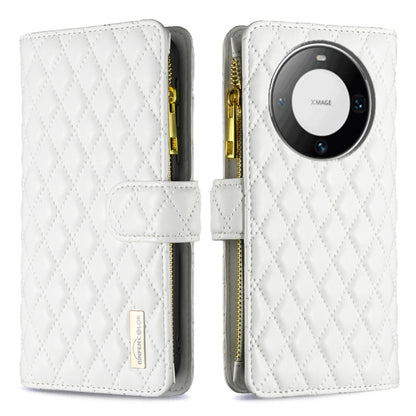 Diamond Lattice Zipper Wallet Leather Flip Phone Case, For Huawei Mate 60 Pro/Mate 60 Pro+, For Huawei Mate 60
