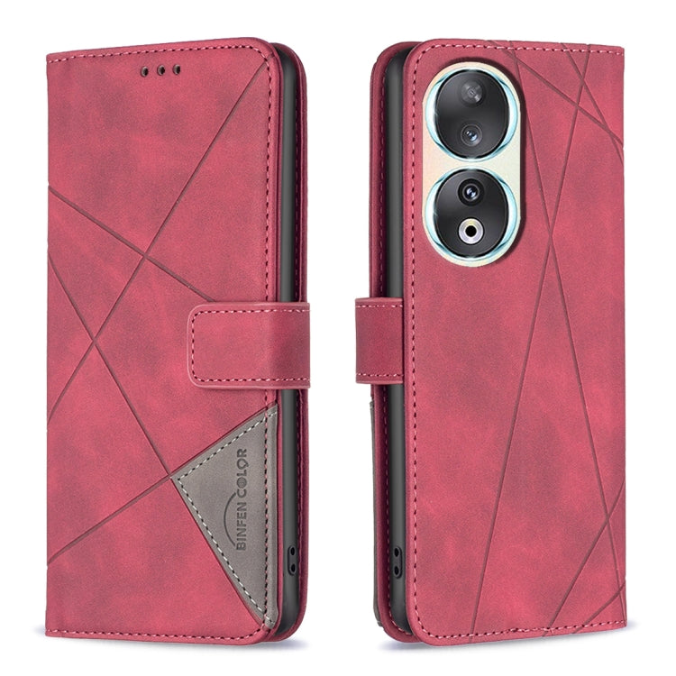 Magnetic Buckle Rhombus Texture Leather Phone Case, For Honor 90 5G, For Honor X7A