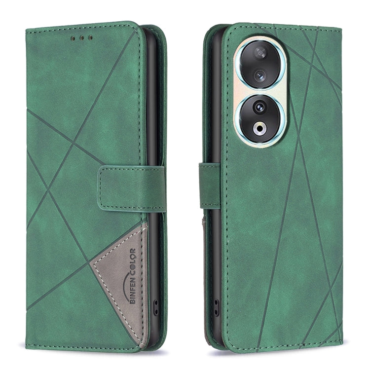 Magnetic Buckle Rhombus Texture Leather Phone Case, For Honor 90 5G, For Honor X7A