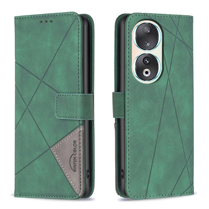 Magnetic Buckle Rhombus Texture Leather Phone Case, For Honor 90 5G, For Honor X7A