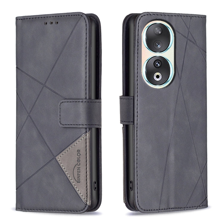 Magnetic Buckle Rhombus Texture Leather Phone Case, For Honor 90 5G, For Honor X7A