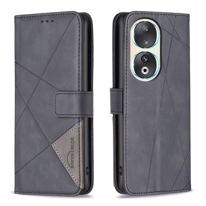 Magnetic Buckle Rhombus Texture Leather Phone Case, For Honor 90 5G, For Honor X7A