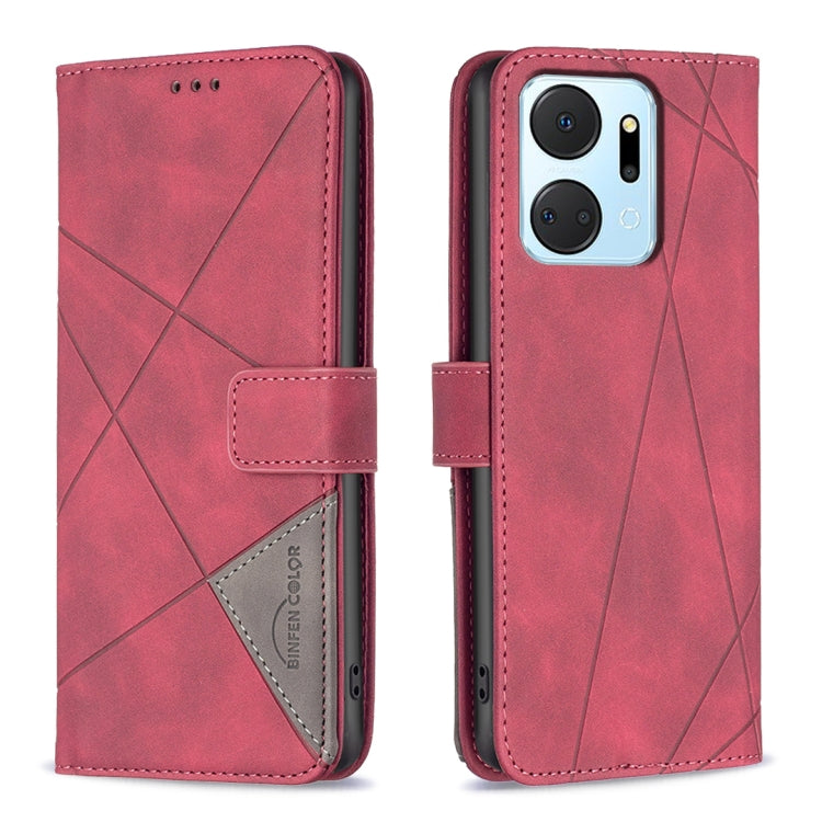 Magnetic Buckle Rhombus Texture Leather Phone Case, For Honor 90 5G, For Honor X7A