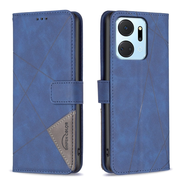 Magnetic Buckle Rhombus Texture Leather Phone Case, For Honor 90 5G, For Honor X7A