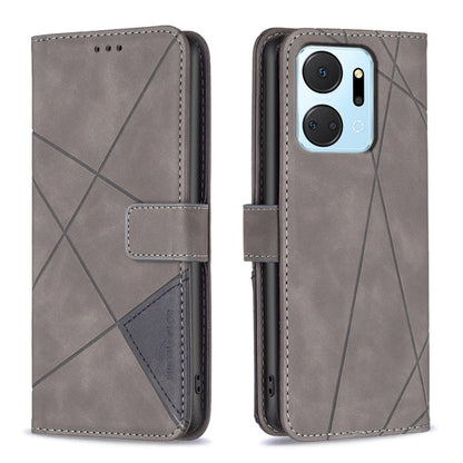 Magnetic Buckle Rhombus Texture Leather Phone Case, For Honor 90 5G, For Honor X7A