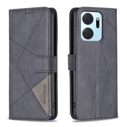 Magnetic Buckle Rhombus Texture Leather Phone Case, For Honor 90 5G, For Honor X7A