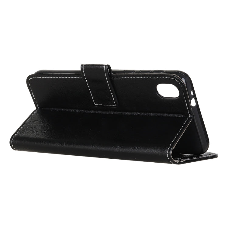 Black flip leather phone case with stand and cutout for ports