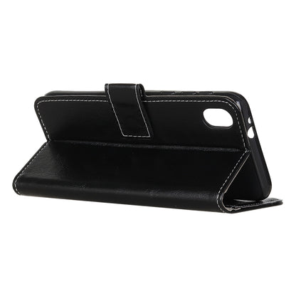 Black flip leather phone case with stand and cutout for ports