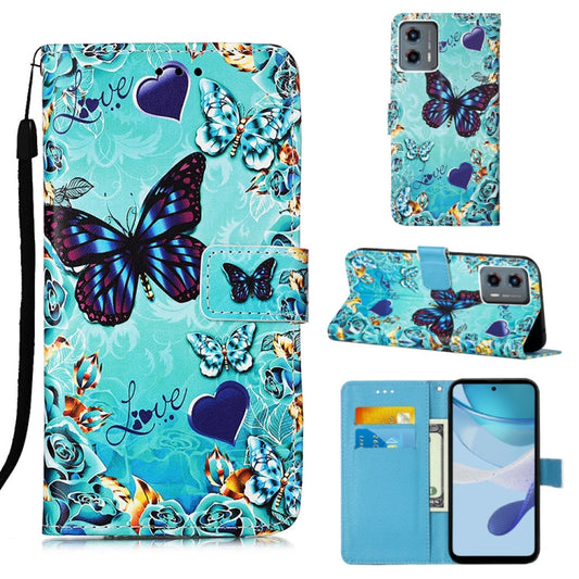 Colored Drawing Pattern Plain Weave Leather Phone Case, For Motorola Moto G 5G 2023