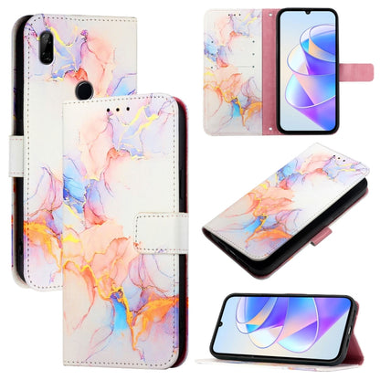 Orange and pink marble flip phone case with card slot, camera and speaker cutouts