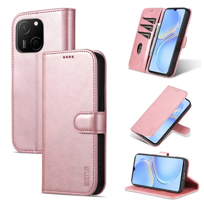Rose pink flip leather phone case with textured finish, magnetic flap, and stand support