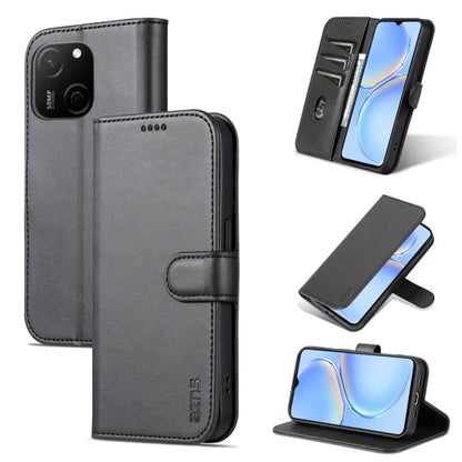 Black flip leather phone case with textured finish, magnetic flap, and stand support