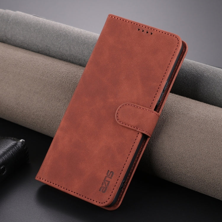 Brown flip leather phone case with stitched side flap and protective cover