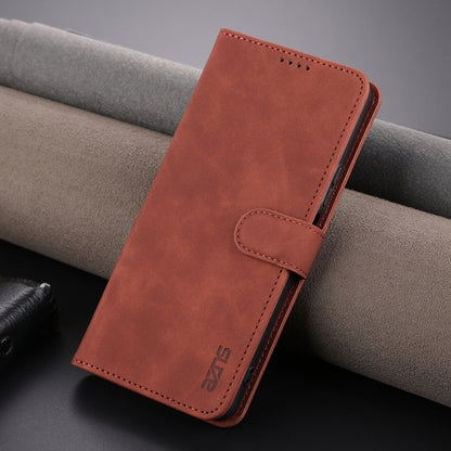 Brown flip leather phone case with stitched side flap and protective cover