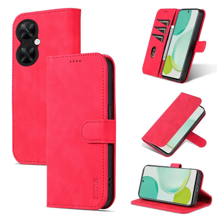 Red flip leather phone case with card slot and dual camera cutouts