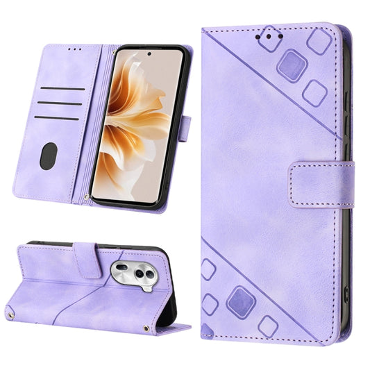 Light purple embossed leather phone case with flip cover and card slots, stand-ready