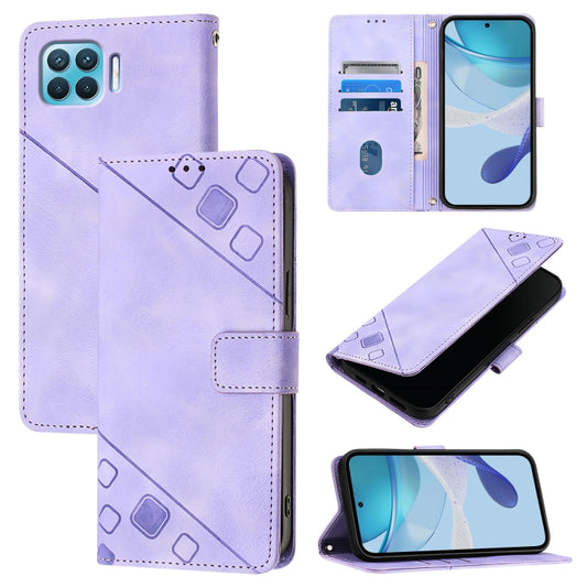 Light purple embossed leather wallet phone case with magnetic clasp and card slot