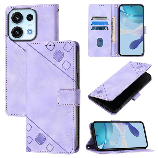 Light purple embossed leather wallet phone case with magnetic clasp and card slots