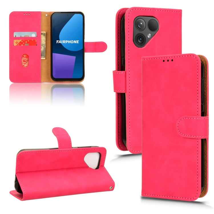 Magnetic flip leather phone case in rose red, with card slots and magnetic closure