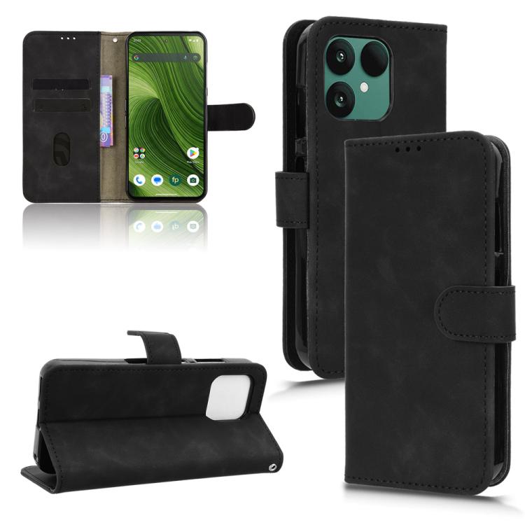 Black magnetic flip leather phone case with foldover stand and card pocket