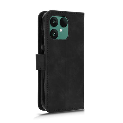 Black magnetic flip leather phone case with front flap and side card slot