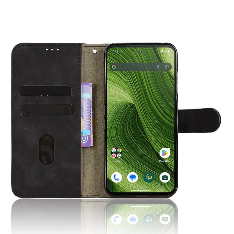 Black magnetic flip leather phone case with inner card slots and fold stand