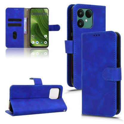 Blue magnetic flip leather phone case with side card slot and front flap
