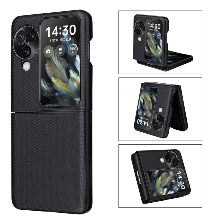 Black PU leather flip phone case with camera cutouts and visible kickstand.